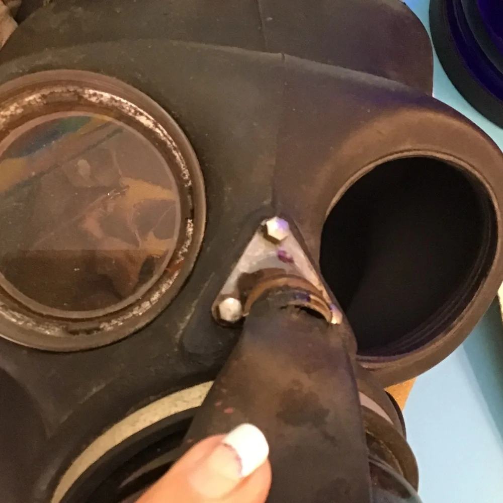 Vintage Military-Style Black Gas Mask with Filter